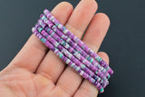 Purple Sediment Jasper- 2x4mm Heishi Stretchy Bracelet- 7 inches