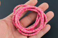 Pink Sea Sediment Jasper- 2x4mm Heishi Stretchy Bracelet- 7 inches