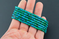 Green Turquiose- 2x4mm Heishi Stretchy Bracelet- 7 inches