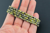 Natural Yellow Turquoise - 2x4mm Heishi Stretchy Bracelet- 7 inches