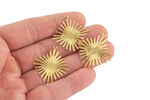 Brass earrings-Earring copper accessories-Earring pendant-Brass earring charms-Earring connector-Brass jewelry-Sun shape earrings- 28mm