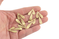 Brass earrings-Earring copper accessories-Earring pendant-Brass earring charms-Earring connector-Brass jewelry-Leaf shape earrings- 17x35mm