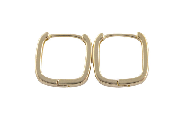 Circle Earring Round U Shaped Hoops- Solid Brass- 15mm- 3.4mm thick