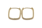 Circle Earring Round U Shaped Hoops- Solid Brass- 15mm- 3.4mm thick