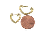 Circle Earring Heart Hoops- Solid Brass- 15mm- 2.5mm thick