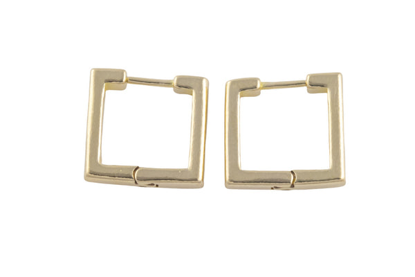 Circle Earring Square Hoops- Solid Brass- 14mm- 3mm thick