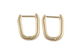 Circle Earring Round U Shaped Hoops- Solid Brass- 10x15mm- 2mm thick