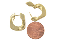 Circle Earring Curb Hoops- Solid Brass- 16mm- 4mm thick