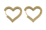 Circle Earring Heart Hoops- Solid Brass- 26mm- 4mm thick