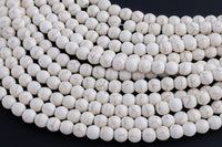 Natural White Matte Magnesite Round 6mm, 8mm, 10mm, 12mm-Full Strand 15.5 inch Strand- Gemstone Beads