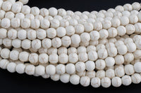 Natural White Matte Magnesite Round 6mm, 8mm, 10mm, 12mm-Full Strand 15.5 inch Strand- Gemstone Beads