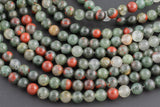 African Bloodstone Beads Blood Stone Beads, High Quality in Round,-Full Strand 15.5 inch Strand, 4mm, 6mm, 8mm, 12mm, or 14mm Beads