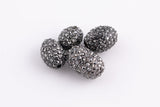 Diamond Metal Oval Pave, Pave hemitite egg, HIgh Quality 1 5 20 Pieces, or per order- Heavy Hematite