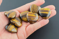 1 Pc Tiger Eye Tiger's Eye Heart Shaped Healing Stones Gemstone Hearts Healing Stones Flat Heart