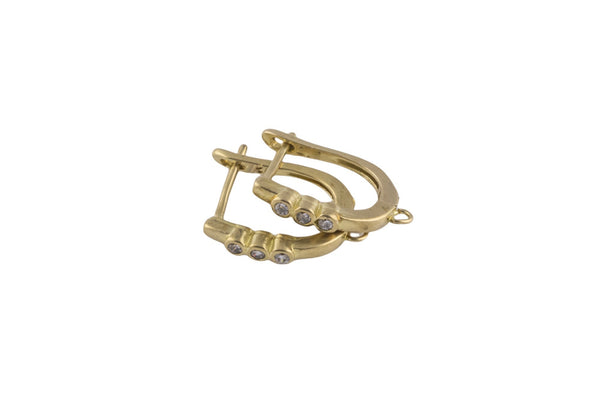 Circle Earring Oval Leverback Hoops- Solid Brass with CZ- 10 thick