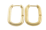 Circle Earring Round U Shaped Hoops- Solid Brass- 17x24mm- 3mm thick