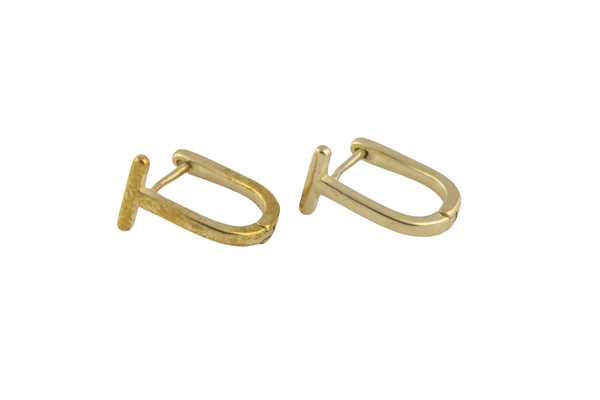 Circle Earring T Shaped Hoops- Solid Brass