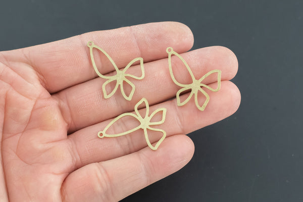 Brass earrings-Earring copper accessories-Earring pendant-Brass earring charms-Earring connector-Brass jewelry-Butterfly shape - 21x25mm