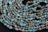 Natural Larimar Nugget Beads - Around 6x10mm in dimensions -16 Inch strand - Wholesale pricing Gemstone Beads