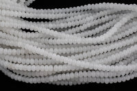 Natural White Jade, High Quality in Roundel, 6mm, 8mm- Full 15.5 Inch Strand-Full Strand 15.5 inch Strand Smooth Gemstone Beads
