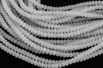 Natural White Jade, High Quality in Roundel, 6mm, 8mm- Full 15.5 Inch Strand-Full Strand 15.5 inch Strand Smooth Gemstone Beads