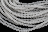 Natural White Jade, High Quality in Roundel, 6mm, 8mm- Full 15.5 Inch Strand-Full Strand 15.5 inch Strand Smooth Gemstone Beads