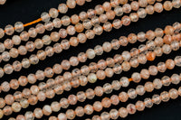 Natural Sunstone Full Strands-15.5 inches- 2.5mm- Nice Size Hole- Diamond Cutting,High Facets-Nice and Sparkly-Faceted Round Gemstone Beads