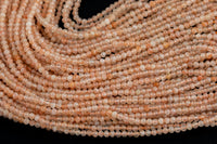 Natural Sunstone Full Strands-15.5 inches- 2.5mm- Nice Size Hole- Diamond Cutting,High Facets-Nice and Sparkly-Faceted Round Gemstone Beads