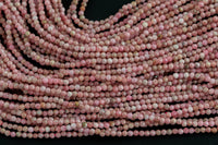 Natural Rhodonite Beads Full Strands-15.5 inches-2-3mm- Nice Size Hole- Diamond Cutting, High Facets-Nice and Sparkly-Faceted Round