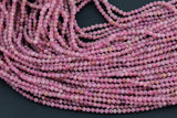Natural Ruby Beads Full Strands-15.5 inches 3-4mm- Nice Size Hole- Diamond Cutting, High Facets- Nice and Sparkly- Faceted Round