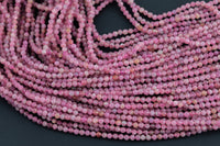 Natural Ruby Beads Full Strands-15.5 inches 3-4mm- Nice Size Hole- Diamond Cutting, High Facets- Nice and Sparkly- Faceted Round