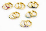 14mm 18kt Gold Huggie Hoops- 14mm CZ Hoop Earring with CZ Set- 1 pair per order Huggies