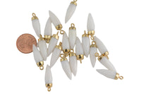 White Jade pendant Charm Quartz Spike with 24k gold electroplated cap