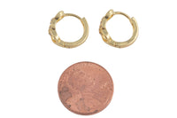 13mm 18kt Gold Curb Huggie Hoops- CZ Hoop Earring with CZ Set- 1 pair per order Huggies