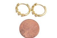 15mm 18kt Gold Curb Huggie Hoops- CZ Hoop Earring with CZ Set- 1 pair per order Huggies