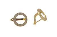 14mm 18kt Gold Huggie Hoops- CZ Hoop Earring with CZ Set- 1 pair per order Huggies