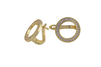 14mm 18kt Gold Huggie Hoops- CZ Hoop Earring with CZ Set- 1 pair per order Huggies