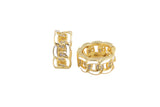 18K Gold Hoop Earring Curb Chain Hoops-Enamel CZ Hoop Earring with CZ Set- 1 pair per order 8x18mm