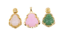 2 pcs Micro Pave Buddha 24k Gold Pendant Gold Buddha Charm for Laughing Buddha for Religious Jewelry Making Supply Trend