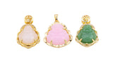 2 pcs Micro Pave Buddha 24k Gold Pendant Gold Buddha Charm for Laughing Buddha for Religious Jewelry Making Supply Trend