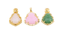 2 pcs Micro Pave Buddha 24k Gold Pendant Gold Buddha Charm for Laughing Buddha for Religious Jewelry Making Supply Trend