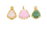 2 pcs Micro Pave Buddha 24k Gold Pendant Gold Buddha Charm for Laughing Buddha for Religious Jewelry Making Supply Trend