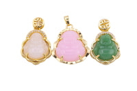 2 pcs Micro Pave Buddha 24k Gold Pendant Gold Buddha Charm for Laughing Buddha for Religious Jewelry Making Supply Trend