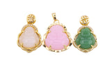 2 pcs Micro Pave Buddha 24k Gold Pendant Gold Buddha Charm for Laughing Buddha for Religious Jewelry Making Supply Trend