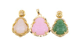 2 pcs Micro Pave Buddha 24k Gold Pendant Gold Buddha Charm for Laughing Buddha for Religious Jewelry Making Supply Trend