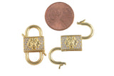1 pc 14k Gold Clasp clicker Lion Clasp, 16x27mm, Flower Clover double Clicker ends, Bracelet Necklace Clicker Connector