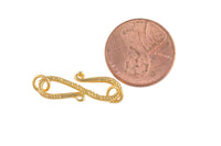 1 pc 18k Gold Clasp Closure , S Hook , Necklace Charms, 7x22mm