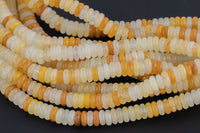 Natural Yellow Jade- High Quality in Smooth Saucer Roundel, 2x6mm Flat Rondel 7.5 Inches Thin Roundel