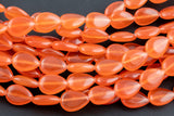 Orange- JADE Puffy Teardrop- 13x18mm -Full Strand 15.5 inch Strand