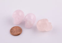 1 Pc Natural Rose Quartz Skull Skulls ~1" - Self Standing - Not Drilled